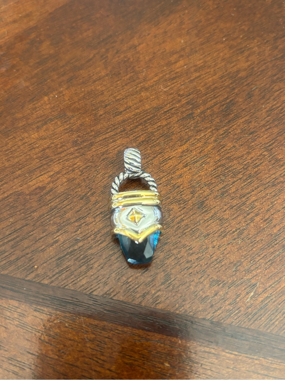Two-Tone Blue Crystal Drop Pendant Necklace